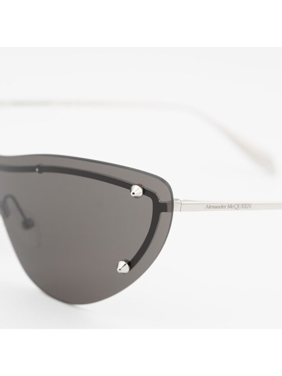 Alexander McQueen AM0413S 007 Sunglasses Silver Shield Frame, Grey Lenses main image 4